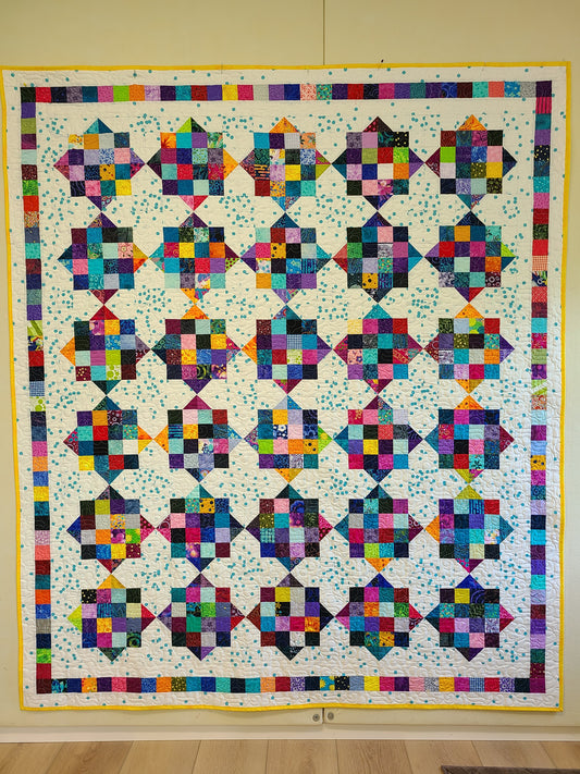 Patchwork and Bubbles    71" x 82"